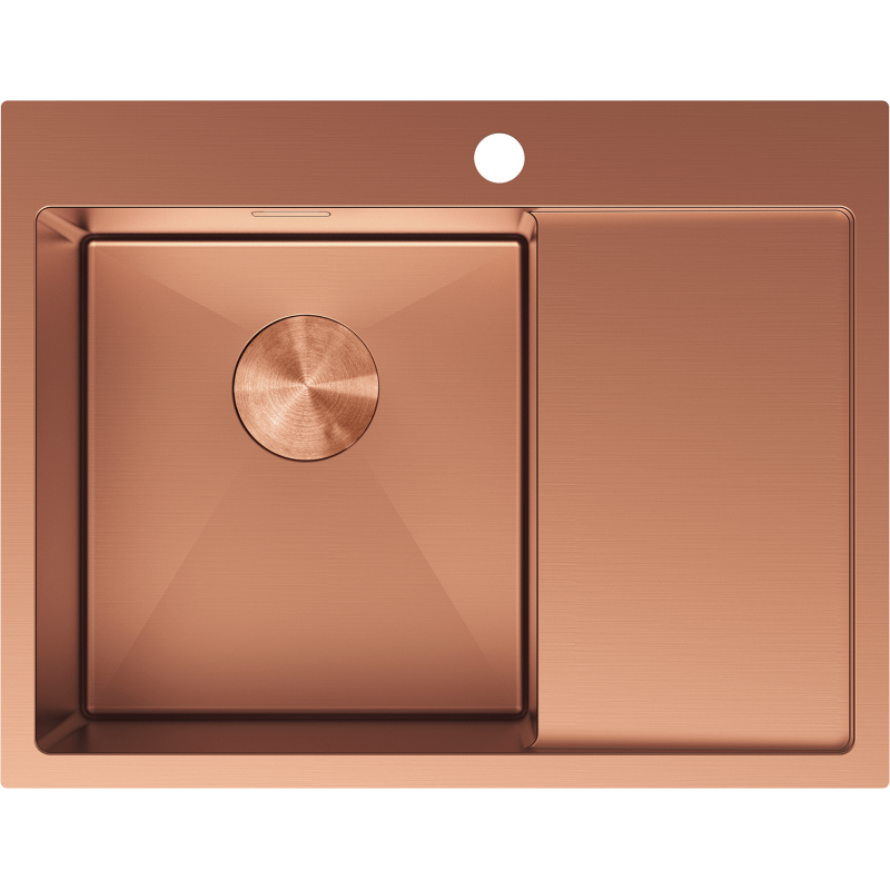 Mexen Exar acél mosogató 1-medencés lefolyóval bal oldali 620 x 480 mm, réz - 6431621005L-65