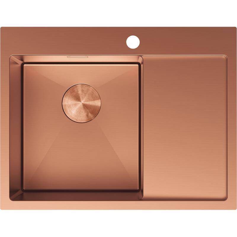 Mexen Exar chiuvetă de oțel inoxidabil cu o cuvă și scurgător, stânga 620 x 480 mm, cupru - 6431621005L-65