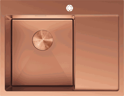 Mexen Exar chiuvetă de oțel inoxidabil cu o cuvă și scurgător, stânga 620 x 480 mm, cupru - 6431621005L-65