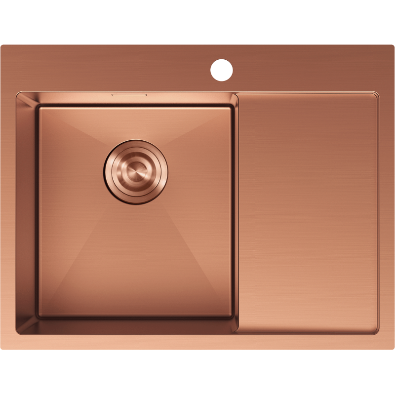 Mexen Exar chiuvetă din oțel cu 1 compartiment și scurgător stânga 620 x 480 mm, cupru - 6431621005L-65