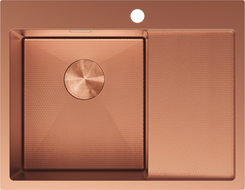 Mexen Exar 1-medencés bal oldali acél mosogató csepegtetővel, 620 x 480 mm, réz HC - 6431621005L-65HC