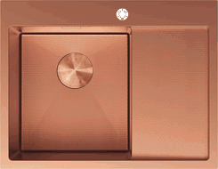 Mexen Exar egykamrás bal oldali rozsdamentes acél mosogató csepegtetővel 620 x 480 mm, réz HC - 6431621005L-65HC