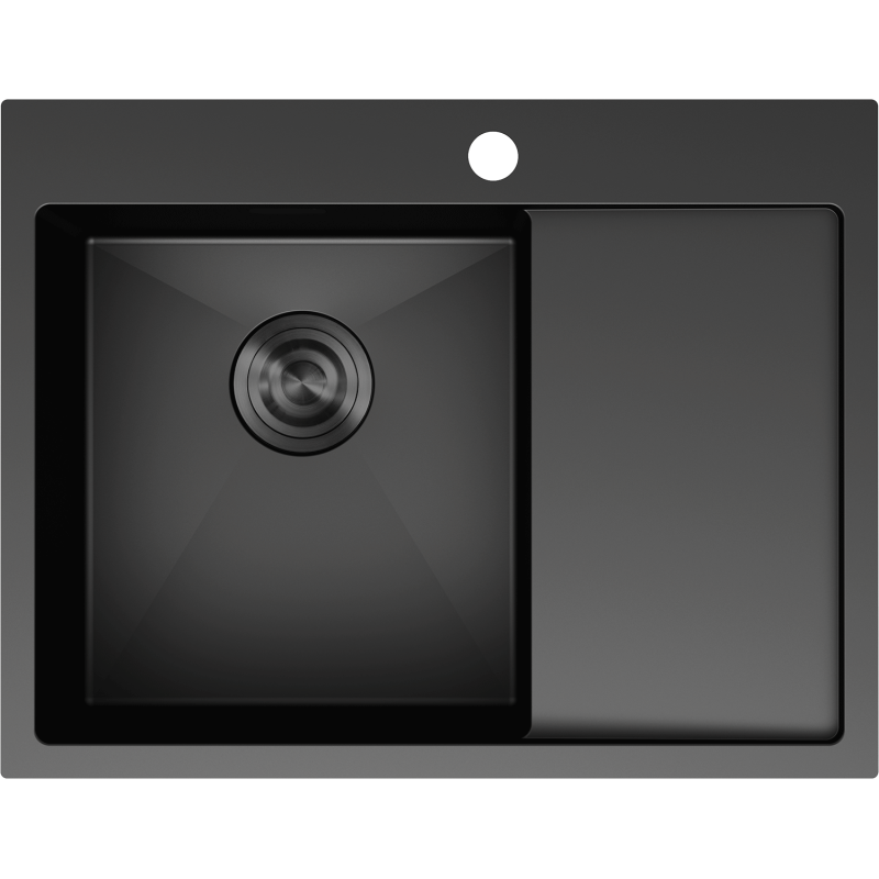 Mexen Exar chiuvetă de oțel inoxidabil cu 1 compartiment și picurător, stânga 620 x 480 mm, negru - 6431621005L-70