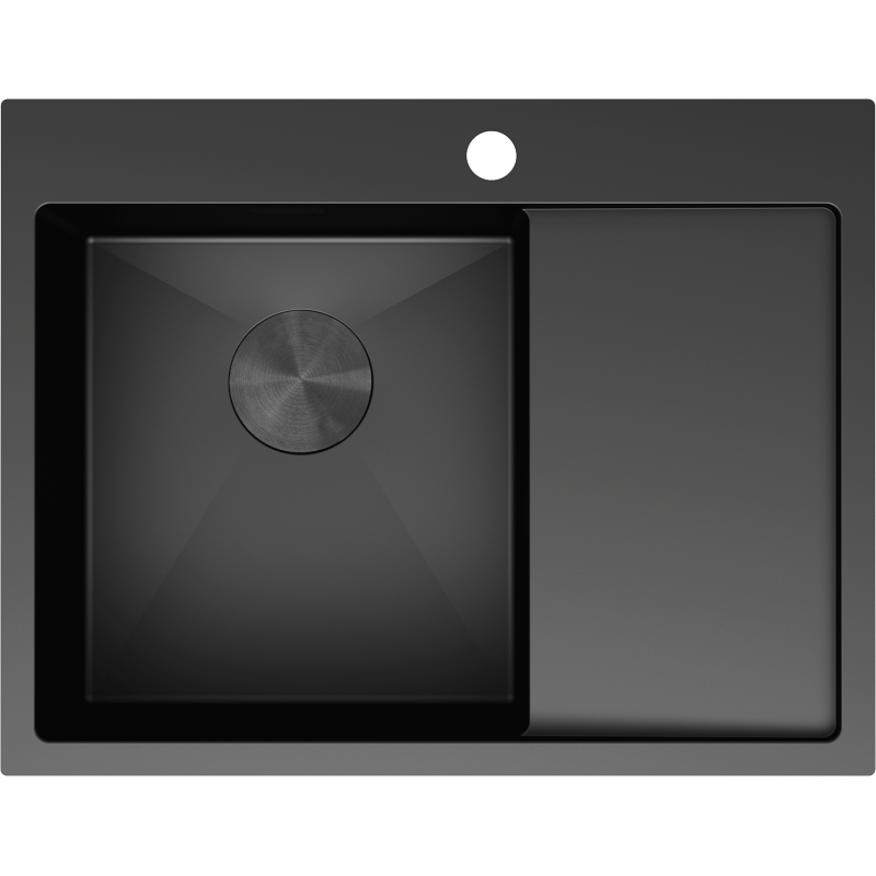 Mexen Exar chiuvetă de oțel inoxidabil cu 1 compartiment și picurător, stânga 620 x 480 mm, negru - 6431621005L-70