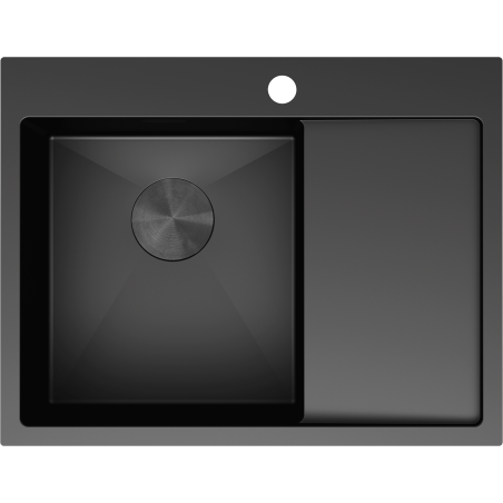Mexen Exar 1 rekeszes, csöpögtetős, bal oldali, 620 x 480 mm-es fekete acél mosogató - 6431621005L-70