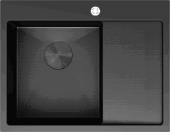 Mexen Exar 1 kamrás rozsdamentes mosogató bal oldali csepegtetővel 620 x 480 mm, fekete HC - 6431621005L-70HC