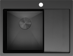 Mexen Exar acél mosogató 1 rekeszű csepegtetővel, balos 620 x 480 mm, fekete HC - 6431621005L-70HC
