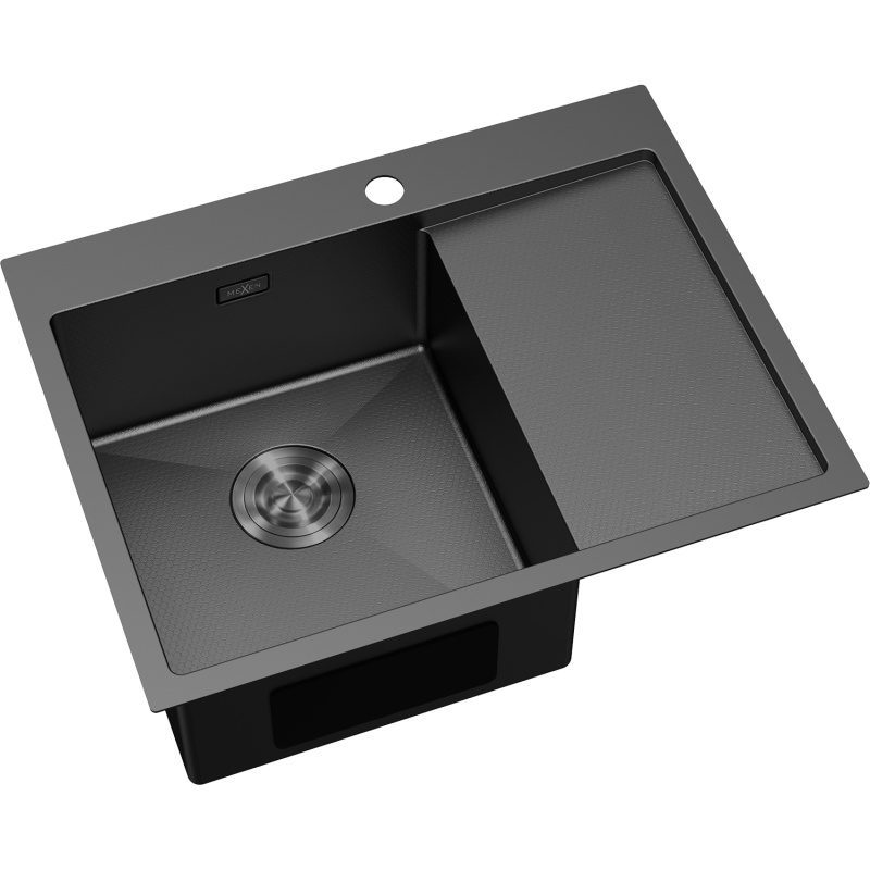 Mexen Exar chiuvetă din oțel inoxidabil cu 1 cuvă și scurgător stânga 620 x 480 mm, negru HC - 6431621005L-70HC
