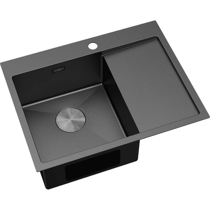 Mexen Exar chiuvetă din oțel inoxidabil cu 1 cuvă și scurgător stânga 620 x 480 mm, negru HC - 6431621005L-70HC