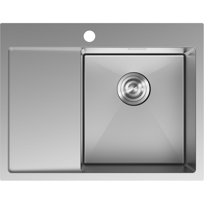 Mexen Exar rozsdamentes acél mosogató, 1 rekesz, jobb oldali csepegtetővel, 620 x 480 mm, inox - 6432621005P-01