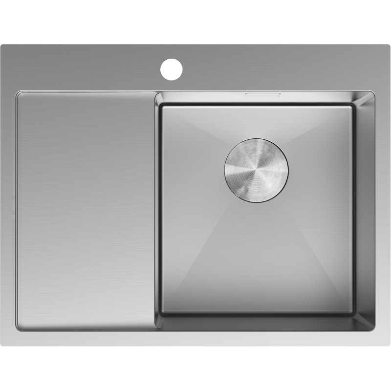 Mexen Exar chiuvetă din oțel cu 1 cuvă cu scurgător dreapta 620 x 480 mm, inox - 6432621005P-01