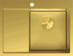 Mexen Exar 1-medencés acél mosogató tálca, vízelvezetővel, jobb oldal, 620 x 480 mm, arany - 6432621005P-55