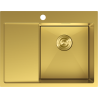 Mexen Exar 1-medencés acél mosogató tálca, vízelvezetővel, jobb oldal, 620 x 480 mm, arany - 6432621005P-55