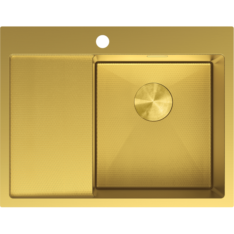 Mexen Exar chiuvetă din oțel 1-cameră cu picurător, dreapta 620 x 480 mm, auriu HC - 6432621005P-55HC