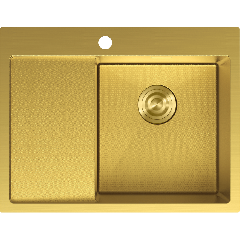 Mexen Exar egymedencés acél mosogatótálca csepegtetővel, jobb oldali 620 x 480 mm, arany HC - 6432621005P-55HC