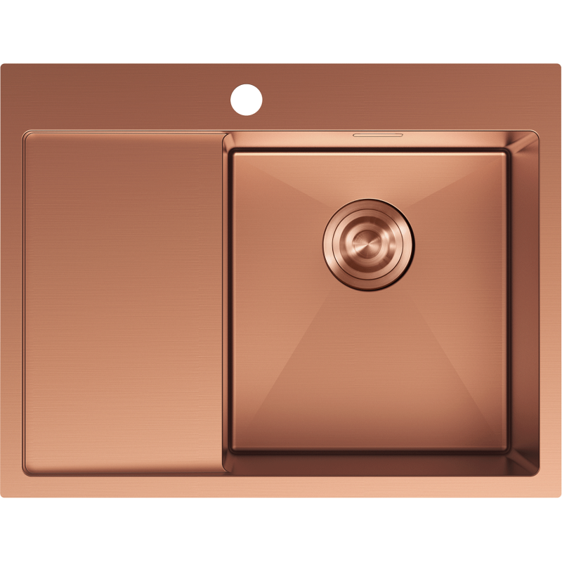 Mexen Exar chiuvetă din oțel cu 1 cuvă și picurător, dreapta 620 x 480 mm, cupru - 6432621005P-65