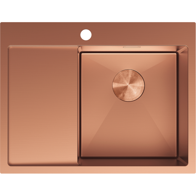 Mexen Exar chiuvetă din oțel cu 1 cuvă și picurător, dreapta 620 x 480 mm, cupru - 6432621005P-65