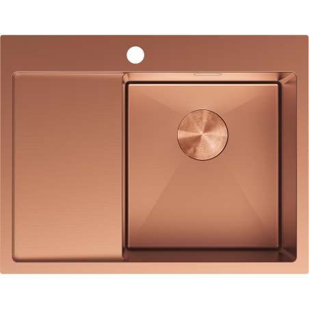 Mexen Exar chiuvetă din oțel cu o cuvă și scurgător dreapta 620 x 480 mm, cupru - 6432621005P-65