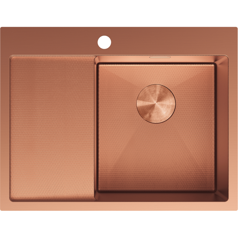 Mexen Exar chiuvetă din oțel inoxidabil cu 1 compartiment și scurgător drept, 620 x 480 mm, cupru HC - 6432621005P-65HC