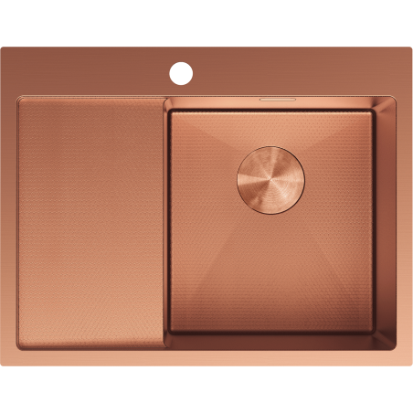 Mexen Exar chiuvetă din oțel inoxidabil cu 1 compartiment și scurgător drept, 620 x 480 mm, cupru HC - 6432621005P-65HC