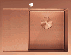 Mexen Exar 1 rekeszes, csepegtetős, jobb oldali acél mosogató, 620 x 480 mm, réz HC - 6432621005P-65HC
