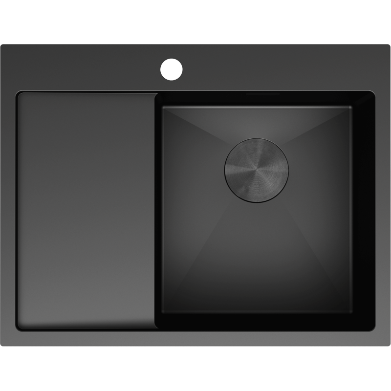 Mexen Exar 1 medencés, csepegtetős, jobb oldali acél mosogató 620 x 480 mm, fekete - 6432621005P-70