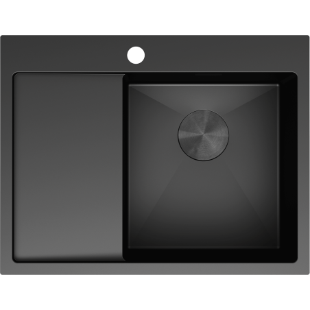 Mexen Exar 1 medencés, csepegtetős, jobb oldali acél mosogató 620 x 480 mm, fekete - 6432621005P-70