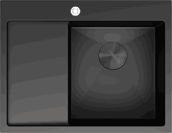 Mexen Exar 1 medencés, csepegtetős, jobb oldali acél mosogató 620 x 480 mm, fekete - 6432621005P-70