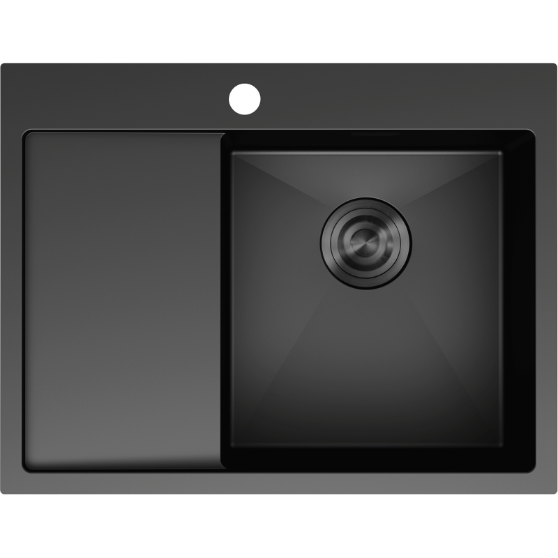 Mexen Exar 1 medencés, csepegtetős, jobb oldali acél mosogató 620 x 480 mm, fekete - 6432621005P-70