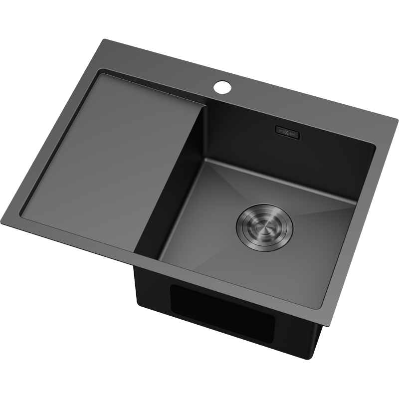 Mexen Exar chiuvetă de oțel cu 1 compartiment cu scurgător, dreapta 620 x 480 mm, negru - 6432621005P-70