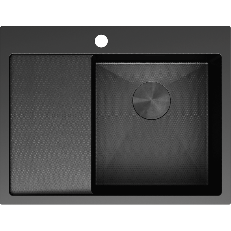 Mexen Exar 1 rekeszes acél mosogató jobb oldali csepegtetővel, 620 x 480 mm, fekete HC -6432621005P-70HC