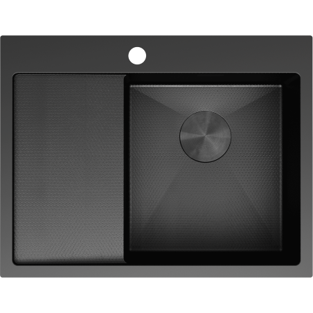 Mexen Exar chiuvetă de oțel inoxidabil cu 1 compartiment și scurgător dreapta 620 x 480 mm, negru HC -6432621005P-70HC