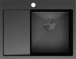 Mexen Exar chiuvetă de oțel inoxidabil cu 1 compartiment și scurgător dreapta 620 x 480 mm, negru HC -6432621005P-70HC