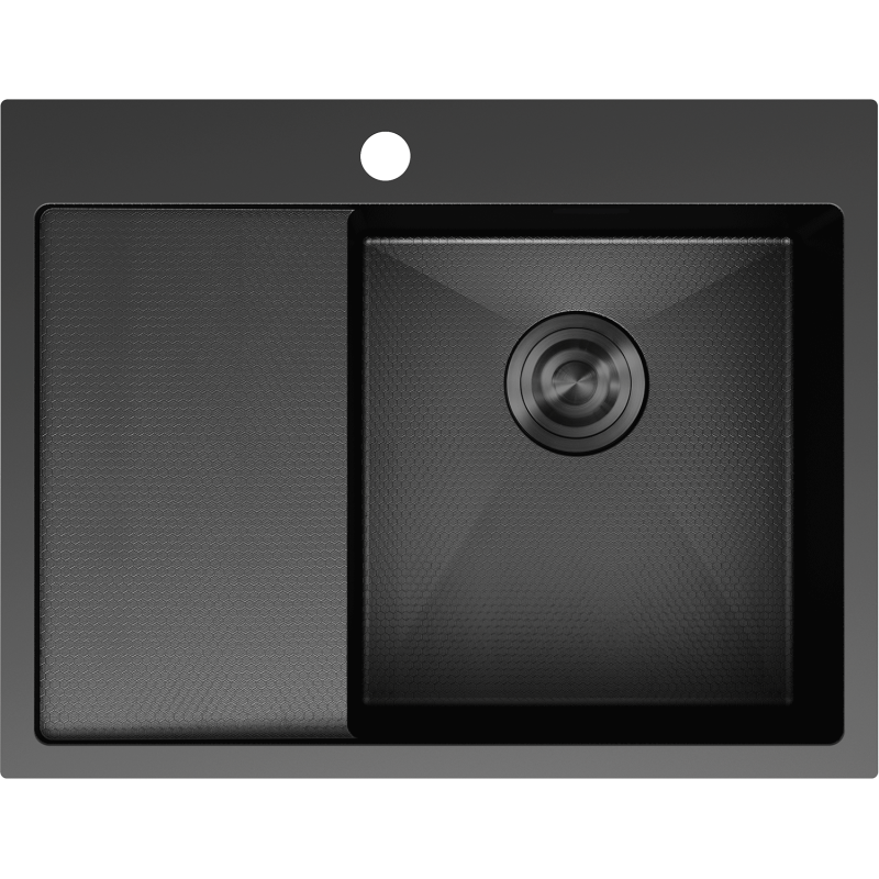 Mexen Exar chiuvetă din oțel cu 1 compartiment cu picurător, dreapta 620 x 480 mm, negru HC - 6432621005P-70HC