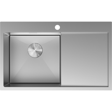 Mexen Exar rozsdamentes acél mosogatótálca 1 rekesszel, bal oldali csepegtető, 780 x 480 mm, inox - 6433781010L-01