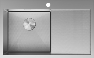 Mexen Exar chiuvetă din oțel 1 cameră cu scurgător stânga 780 x 480 mm, inox HC - 6433781010L-01HC