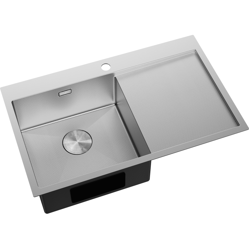 Mexen Exar rozsdamentes acél mosogató, 1 medencés, csepegtetővel, balos 780 x 480 mm, inox HC - 6433781010L-01HC