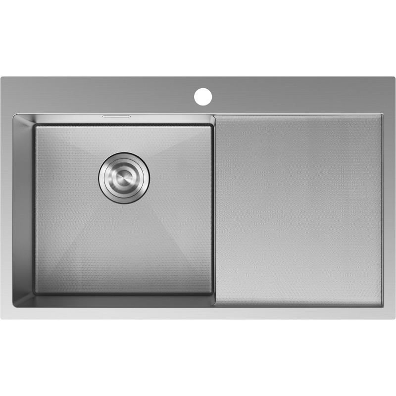 Mexen Exar chiuvetă din oțel 1 cameră cu scurgător stânga 780 x 480 mm, inox HC - 6433781010L-01HC
