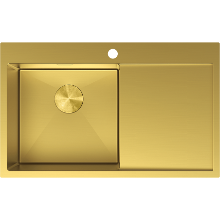 Mexen Exar chiuvetă din oțel inoxidabil cu o cuvă și scurgător, stânga 780 x 480 mm, auriu - 6433781010L-55