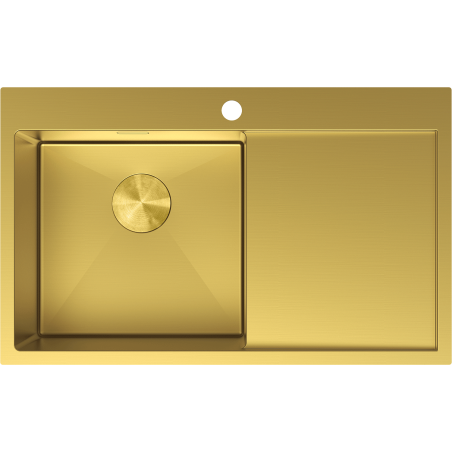 Mexen Exar egykamrás rozsdamentes mosogató csepegtetővel balos 780 x 480 mm, arany - 6433781010L-55