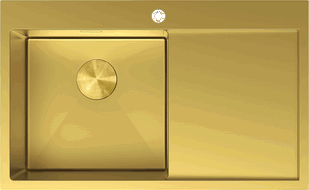 Mexen Exar egyes tálcás acél mosogató csepptálcával, balos 780 x 480 mm, arany - 6433781010L-55