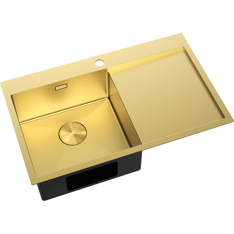 Mexen Exar egykamrás rozsdamentes mosogató csepegtetővel balos 780 x 480 mm, arany - 6433781010L-55