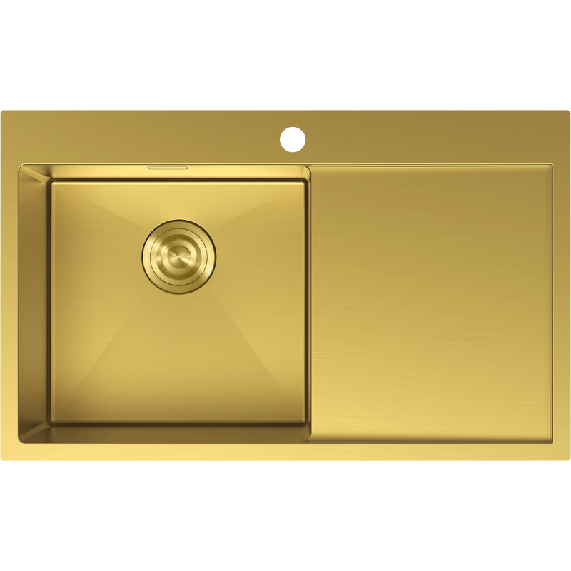 Mexen Exar egyes tálcás acél mosogató csepptálcával, balos 780 x 480 mm, arany - 6433781010L-55