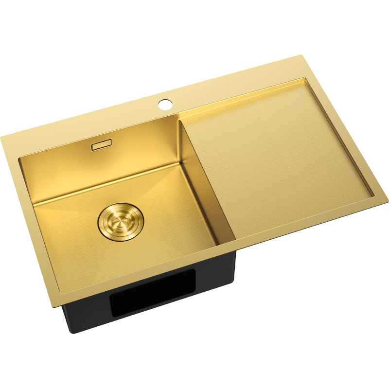 Mexen Exar chiuvetă de oțel inoxidabil cu o cuvă și scurgător stânga 780 x 480 mm, auriu HC - 6433781010L-55HC
