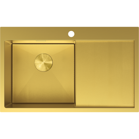 Mexen Exar chiuvetă de oțel inoxidabil cu o cuvă și scurgător stânga 780 x 480 mm, auriu HC - 6433781010L-55HC