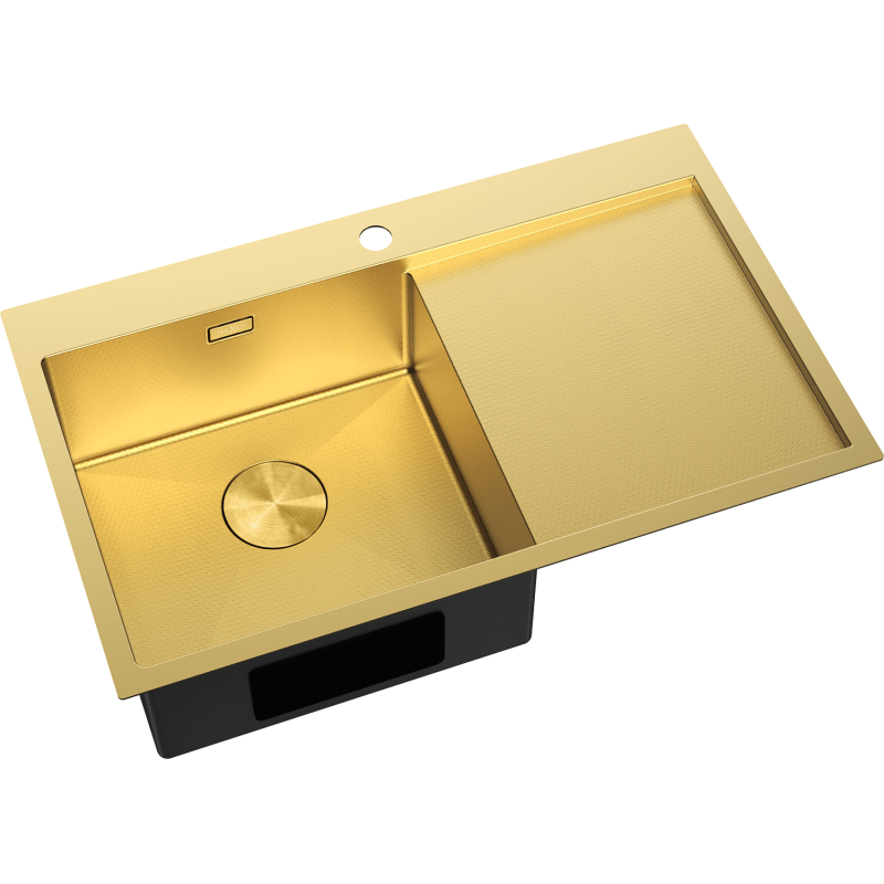 Mexen Exar chiuvetă de oțel inoxidabil cu o cuvă și scurgător stânga 780 x 480 mm, auriu HC - 6433781010L-55HC