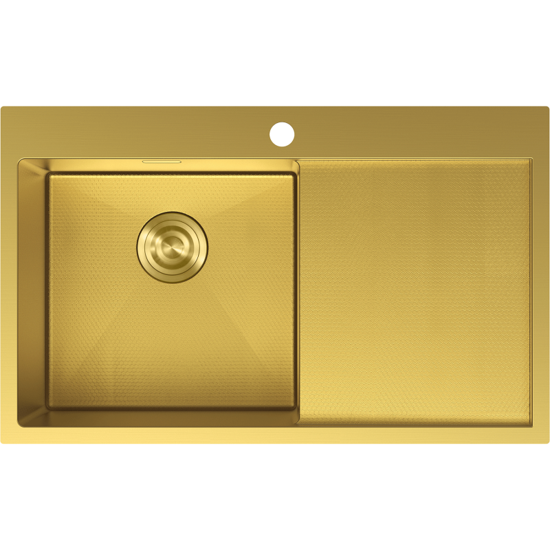Mexen Exar chiuvetă de oțel inoxidabil cu o cuvă și scurgător stânga 780 x 480 mm, auriu HC - 6433781010L-55HC