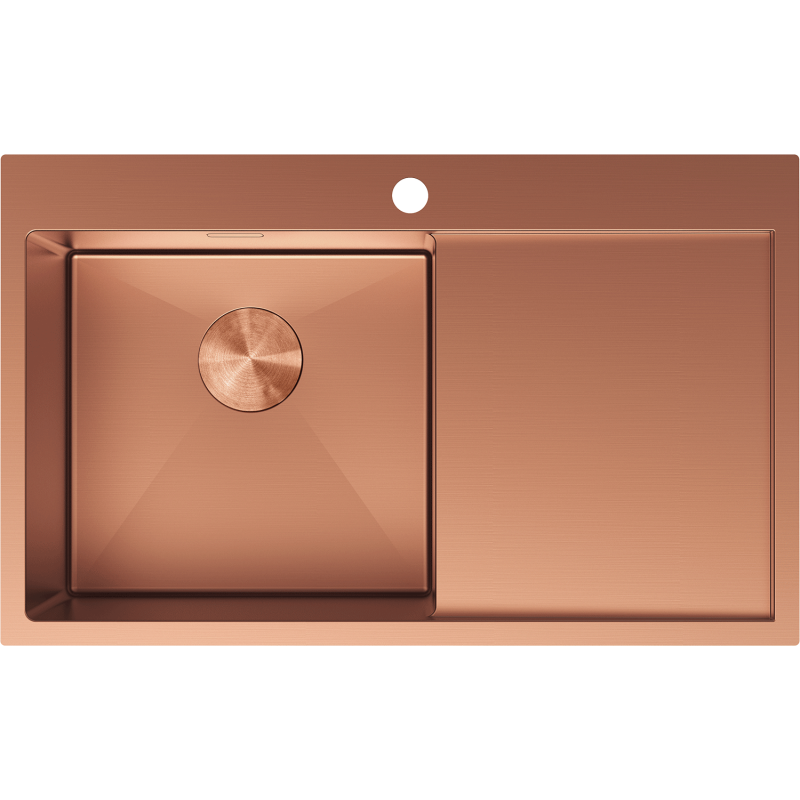 Mexen Exar chiuvetă din oțel, cu o cuvă și scurgător pe stânga 780 x 480 mm, cupru - 6433781010L-65