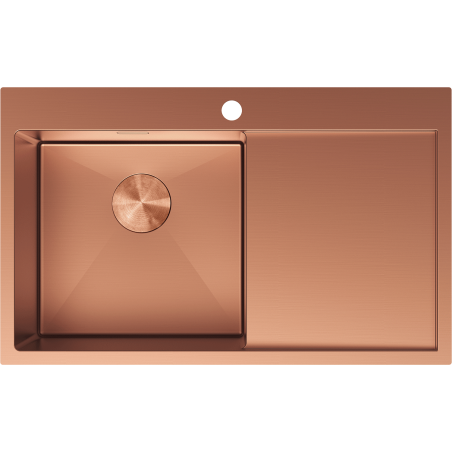 Mexen Exar 1-medencés, csepptálcás acél mosogató, balos 780 x 480 mm, réz - 6433781010L-65