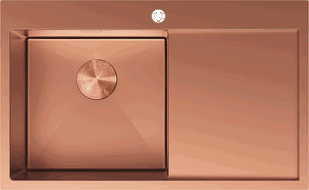 Mexen Exar 1-medencés, csepptálcás acél mosogató, balos 780 x 480 mm, réz - 6433781010L-65